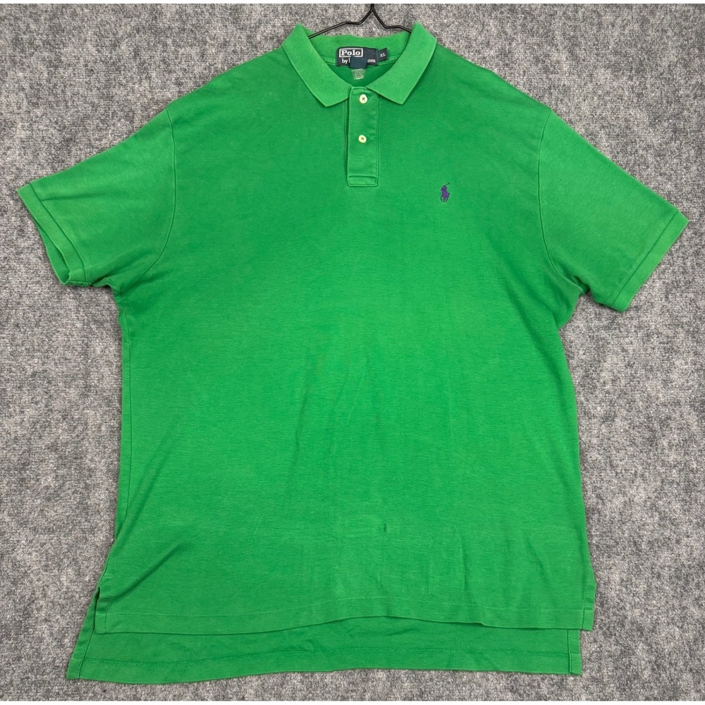 Polo Ralph Lauren Mens XL Green Short Sleeve Polo Purple Pony Logo Cotton